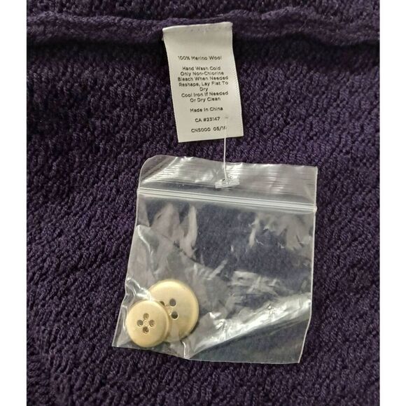 Talbots womens 1x waffle knit fine wool dark purple sweater jacket button front - Picture 7 of 8